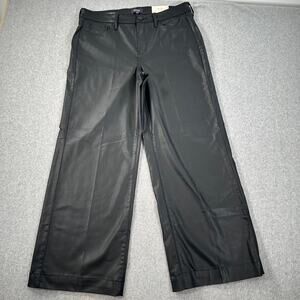 NYDJ Teresa Wide Leg Black Coated Jeans Women's 12 Inseam 28" Lift Tuck New